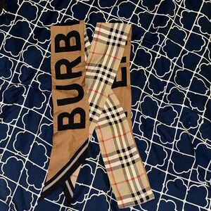 Burberry Beige and Black Logo Scarf